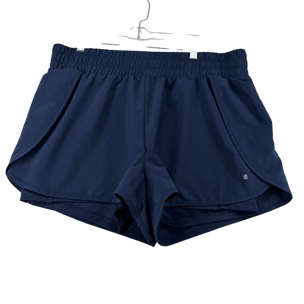 Ideology Active 2-in-1 Running Shorts Womens X-Large Navy Blue Athletic Gym